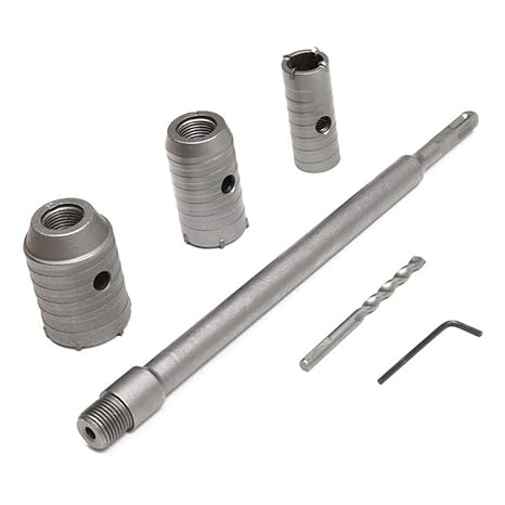 Round Handle Shank Concrete Wall Drill Bit Hole Saw Cutter Cement Stone 30 40 50mm SDS Plus Shank Hole Saw Wall Concrete Cutter Drill Bit for Brick Stone Cement（Silver）