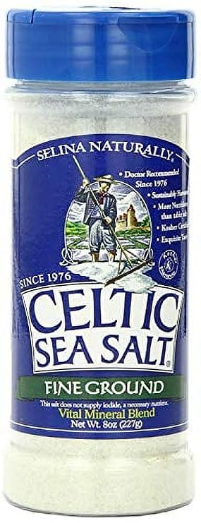 Celtic Sea Salt Fine Ground Shaker Jar, 8 Ounce | Unprocessed Whole Salt, No Additives, Non-GMO Verified, Kosher Certified, Gently Milled for Table and Pantry
