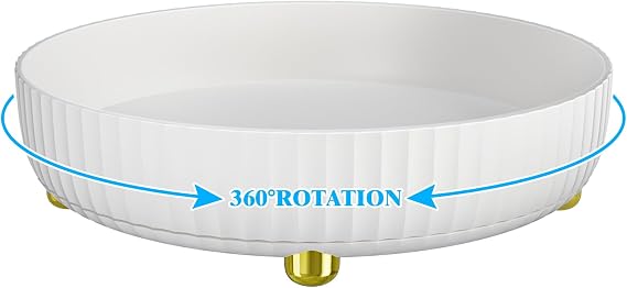 ARSTPEOE Banyo Düzenleyicileri ve Depolama - 360° Dönen Saklama Tepsisi, Lazy Susan Organizatör, Kozmetik ve Parfüm Düzenleyici, Kozmetik ve Cilt Bakım Ürünleri için Masaüstü Saklama Tepsisi, Beyaz