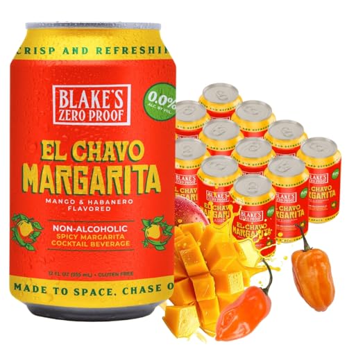 Blakes Zero Proof El Chavo Margarita Sparkling Mocktail, Non Alcoholic Carbonated Juice Beverage, Gluten Free, Mango & Habanero Inspired Flavor, 12 Pack