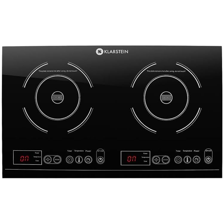 Klarstein VariCook XL - Double Plan de cuisson a Induction, 3100 W : 1300 w ou 1800 W, 10 niveaux de Puissance, Timer, ecran LED, commande Tactile, Noir