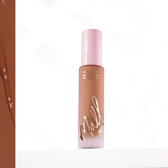 Mally Beauty Stress Less Performance Foundation - Deep - Buildable Medium to Full Coverage - Lightweight Foundation Liquid - Niacinamide Brightens and Hydrates Skin - Satin Finish