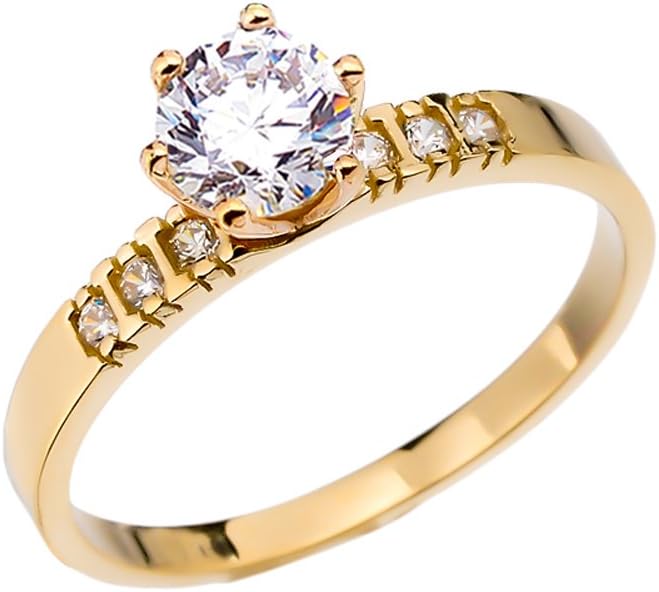 Diamond 14k Yellow Gold Solitaire Engagement Ring With 1 Carat White Topaz Centerstone (Size 5.5)