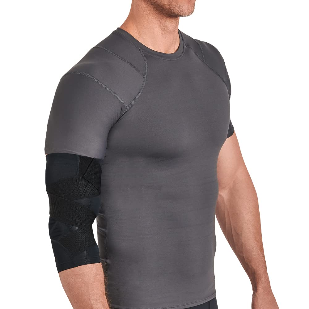 Tommie Copper Pro-Grade Compression Elbow Sleeve, Unisex, Men & Women, Adjustable Ultimate Support Sleeve for Tennis Elbow, Inflammation & Golfers Elbow - Black - Medium