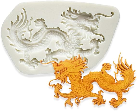2Pcs large Flying Dragon Fondant Silicone Molds for DIY Cake Fondant Biscuit Cookies Soap Sugar Pudding Chocolate Hard Candies Dessert Candle Decor(6.29 * 3.77in)