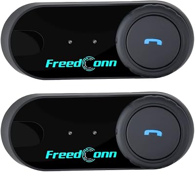 FreedConn Bluetooth Helmet Headset BT5.0 Music Sharing 800M 2 Riders Motorcycle Bluetooth Communication System FM Waterproof Hands-Free Universal Helmet to Helmet Intercom T-COMVB - 2 Pack