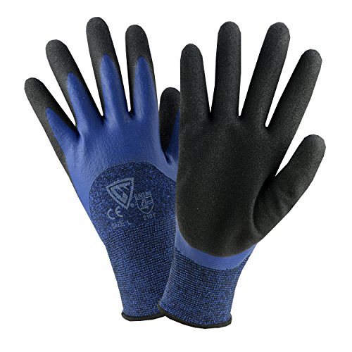 West Chester 713BLDD 13 Gauge Polyester Shell X-Large, Safety Gloves with 34 Blue Flat and Sandy Foam Coating, Knit Wrist
