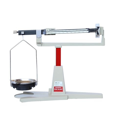 Laboratory Mechanical Scale, 4 Rulers Beam Mechanical Balance Scale, Lab Analytical Weight Set, 311g/0.01g, W/Magnetic Damping Device and 15cm Pallet, No Need Battery