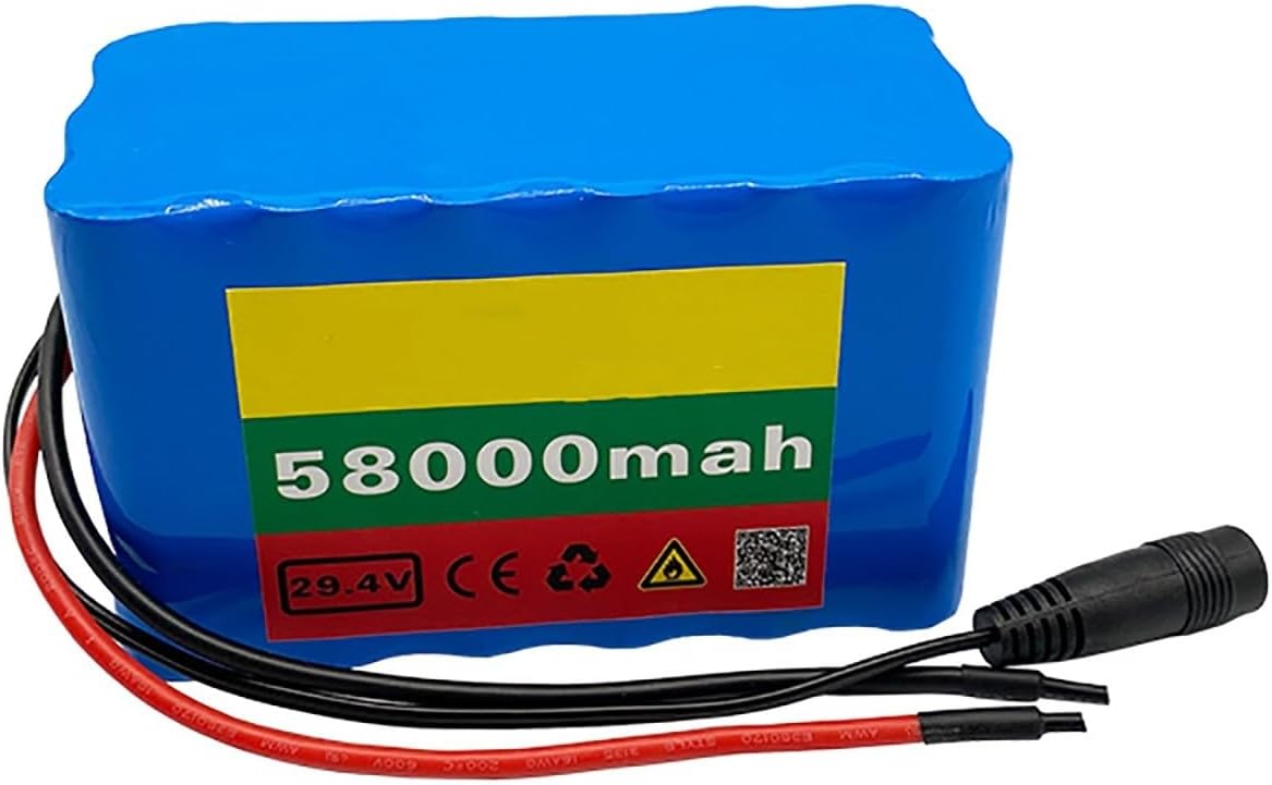 7S3P Li ion Battery Pack 24V58000mAh Electric Bicycle Booster Balancer Lithium Battery for 250W to 500W Electric Bicycle Bikes Scooter Motor with Charger