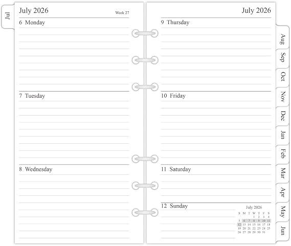 newestor 2026-2027 Weekly & Monthly Planner Refill, 3-3/4" x 6-3/4", Jul 2026 - Jun 2027, Personal/Compact/Size 3