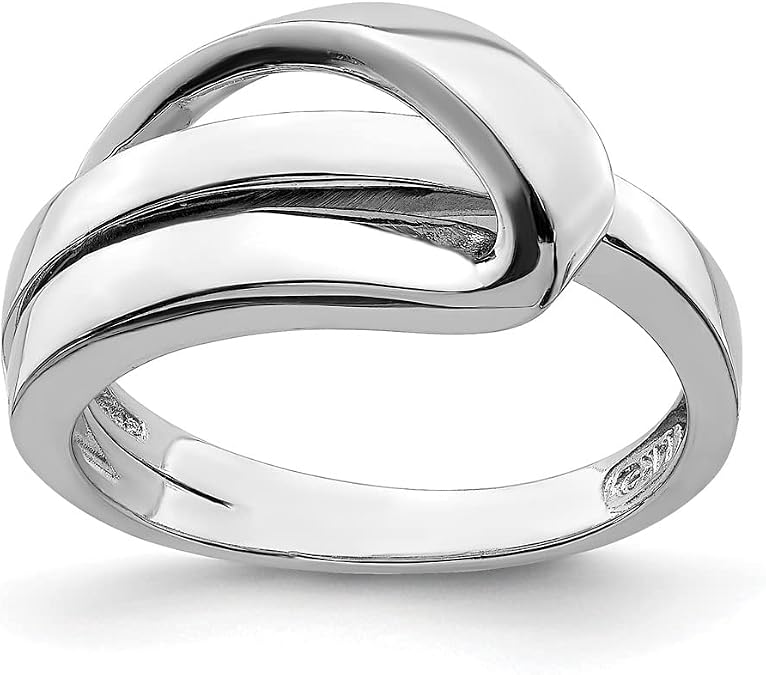 14K White Gold Polished Folded Freeform Design Band - Size 7