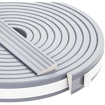 QDiShi 196" Wedge-Shape Weather Stripping Door Seal Weatherproof Foam Seals Self Adhesive Insulation Anti-Collision Strip Soundproofing Frame Insulation Tape Fits 0.13-0.31" Gaps(Grey)
