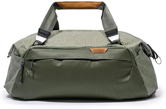 Peak Design Travel Duffel 35L, Sage, Extra-Wide Single Zip Access, Weatherproof Shell, 4 External Pockets, Fits Packing Cubes & Camera Cubes, Ideal for Weekend Trips, Versatile Duffel Bag for Travel