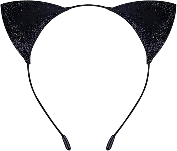 Cat Ears Headband, Black Cat Ear Halloween Hairbands, Adjustable Kawaii Animal Ear Headband for Women Girls, Cosplay Costume Party Accessories (Black)