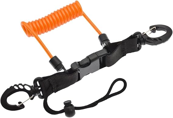 for tpu Coated Diving Camera Lanyard With 360 Degree Quick Release Hooks, 304 Stainless Steel Spring Tether For Scuba And Snorkeling, Stretchable 1.1m For Underwater Use(Orange)
