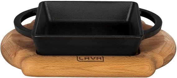 Lava, Cooking Container, LV ECO P TV 1212 K4, Square Wires and Wooden Base, Dimensions 12 x 12 cm, Cast Iron, Black