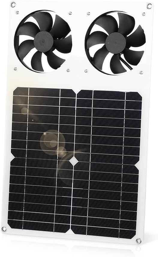 Solar Panel Fan Kit, 12W Weatherproof with DC Dual Fan for Small Chicken Coops, Greenhouses, Sheds,Pet Houses, Window Exhaust