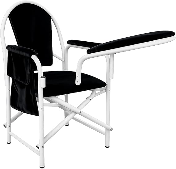Admitir Muslim Prayer Islamic Comfortable Cushioned With Armrest And Side Pocket Foldable Salah Chair for Sujud Sajdah Namaz Mosque Chair Black/White
