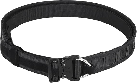 Tactical Belt for Men, Quick Release Buckle Battle Outer Belt with Inner Belt (Black)