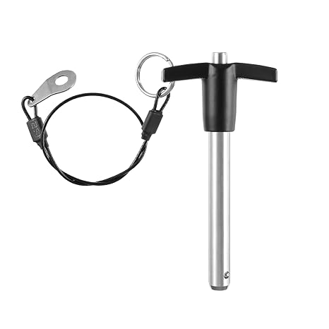 T Handle Quick Release Pin with Push Button,0.39" Dia. 3.15" Usable Length 304 Stainless Steel Ball Locking Pins with Lanyard Cable(10mm-80mm