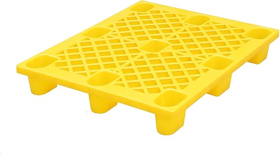 Plastic Pallet for Basement Storage, Waterproof Plastic Pallets Ventilation Floor Pallet Grid Mat for Supermarket Garages Warehouses(Yellow)