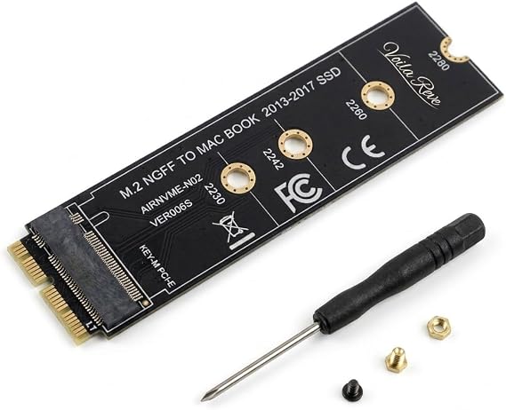 M.2 NVMe SSD Adapter for MacBook Air & Pro Retina (2013-2017); NVMe/AHCI SSD Upgrade Kit Compatible with A1465 A1466 A1398 A1502 Models