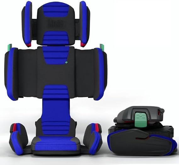 Mifold Hifold Adjustable Kids High Back Booster Car Seat with Strap Ocean Blue