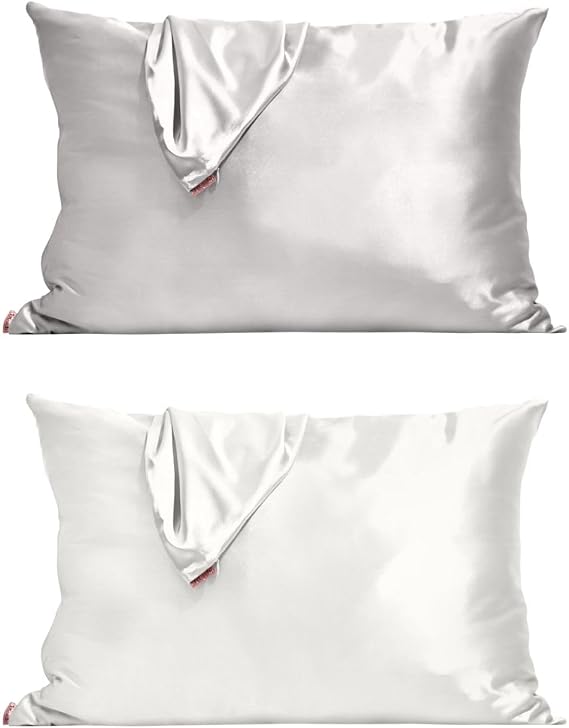 Kitsch Satin Pillowcase (Standard, Silver) & Satin Pillowcase (Standard, Ivory) with Discount
