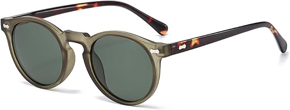 LJCZKA Retro Round Polarized Sunglasses Mens Womens UV400 Protection