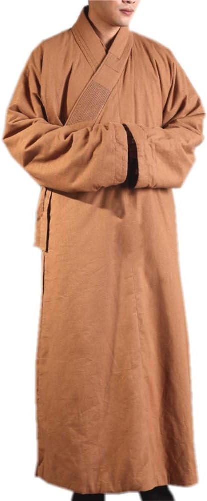 ZanYing Medieval Monk Costume Buddhist Cotton Robe Men Winter Loose Outfit
