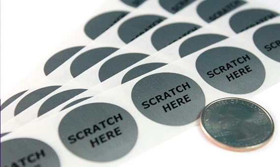 My Scratch Offs 1 in Silver Round Scratch Here Stickers, 100 Pack | Ideal for bingo cards, raffle tickets, loyalty programs, classroom rewards, games, marketing campaigns, fundraising events
