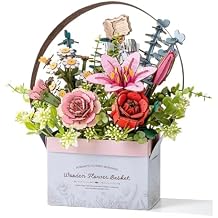 Rowood 3D Puzzles for Adults,Mother's Day DIY Wooden Flower Basket,Artifical Flowers Bouquet Building Craft Kits for Adults,DIY Botanical Collection,Gift on Valentines Day/Birthday/Teacher's Day-TW03H