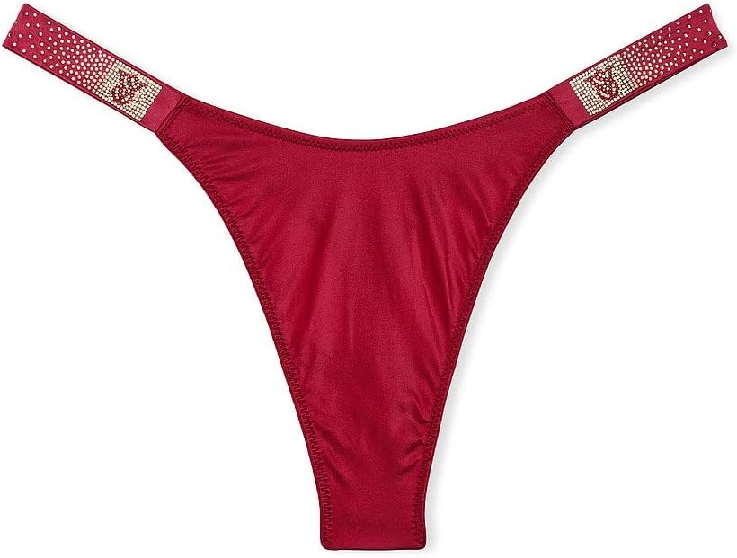 Victoria's Secret Very Sexy Rhinestone Scattered Shine Strap Smooth Thong Panty Color Red New (US, Alpha, Small, Regular, Regular, red laquer)
