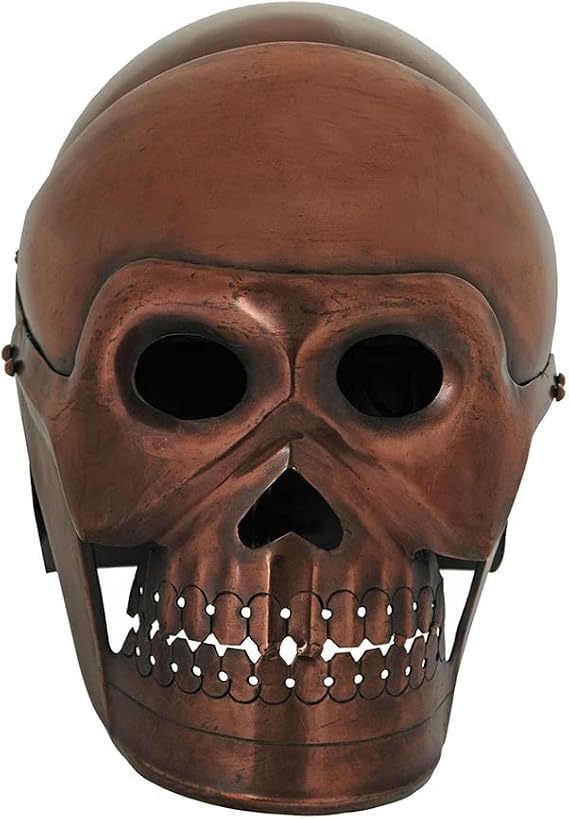 SZCO Supplies 10 Copper Finished 18 Gauge Steel Monkey Skull Slide-Open Helmet with Adjustable Leather Cap Lining (910995)