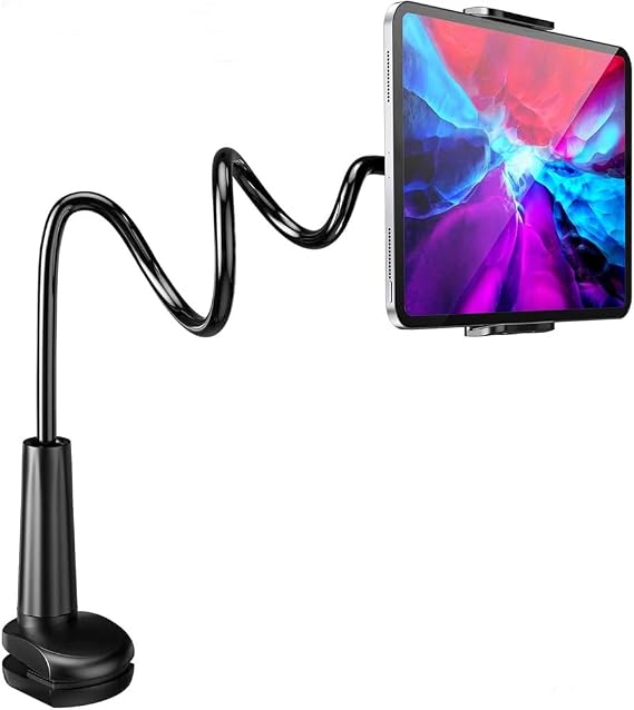 Gooseneck Tablet Holder Cell Phone Holder, Universal 360 Flexible Tablet Stand, Lazy Arm Holder Clamp Mount Bracket Bed for iPad mini/Air, Samsung Galaxy Tab and 4.7-11" Devices(Black)