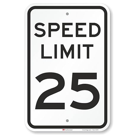 SmartSign 18 x 12 inch Speed Limit 25 Metal Sign, 63 mil Aluminum, 3M Laminated Engineer Grade Reflective Material, Black and White, Made in USA