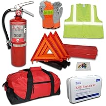 DOT/OSHA/ANSI Compliant Safety Kit for Construction Crews, Heavy Equipment Operators, and Truck Drivers - 5lb Shield 3A40BC Fire Extinguisher (USA Made) + Hi Visibility Safety Gear