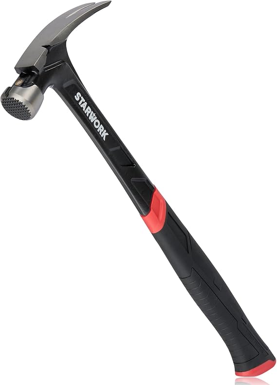 STARWORK True Mechanic™ 22oz Hammer with Comfort Grip, Nailing Hammer Steel Head Steel Handle, AntiVibe, Rip Claw