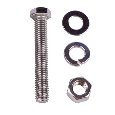 8 Sets 516-18 x 3 Stainless Steel Hex Head Screws Bolts with Nuts Flat Washers Lock Washers 304 SS 18-8, Fully Threaded Silver