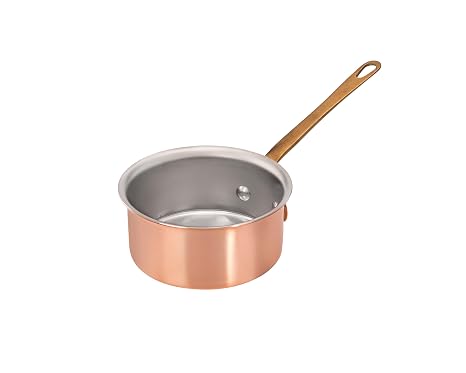 Matfer Bourgeat Mini Copper Sauce Pan, 3 1/2", Stainless Steel Lining, Brass Handles