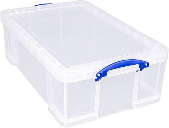 Really Useful 50Liters Clear Stackable Storage Box - Lightweight, Robust, and Ideal for Crafts, Home Storage, Office or School Storage Transparent