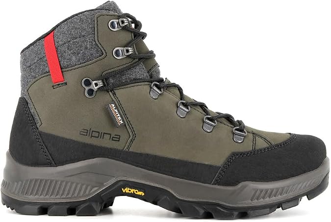 Alpina STADOR Premium Hiking Boots | 7 Inch Ankle High | Waterproof Outdoor Trekking Shoes with Breathable Membrane | Vibram - All Weather Grip - Slip Resistant Sole | Made in Europe