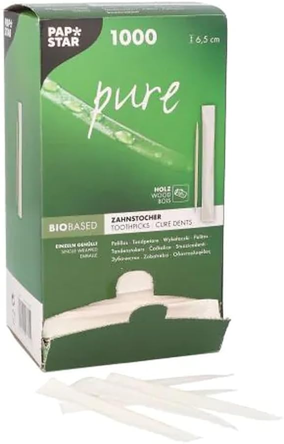PAPSTAR 16701 All Purpose Service, Unique, Catering, Tableware, Wooden, Singular Toothpicks, Pack of 1000