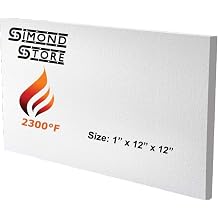 Ceramic Fiber Board - 1" Thick x 12" x 12", 2300F Rated Fireproof Board, Ceramic Insulation Baffle Board for Stove, Fireplace, Pizza Oven, Forge, Furnace, Kiln, Boiler, Pack of 1