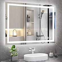 Koonmi 36x48 LED Bathroom Mirror, Backlit + Front Lit, LED Bathroom Mirror with Lights for Wall, 3 Colors, Anti-Fog, Dimmable Brightness, Memory Function, Tempered Glass