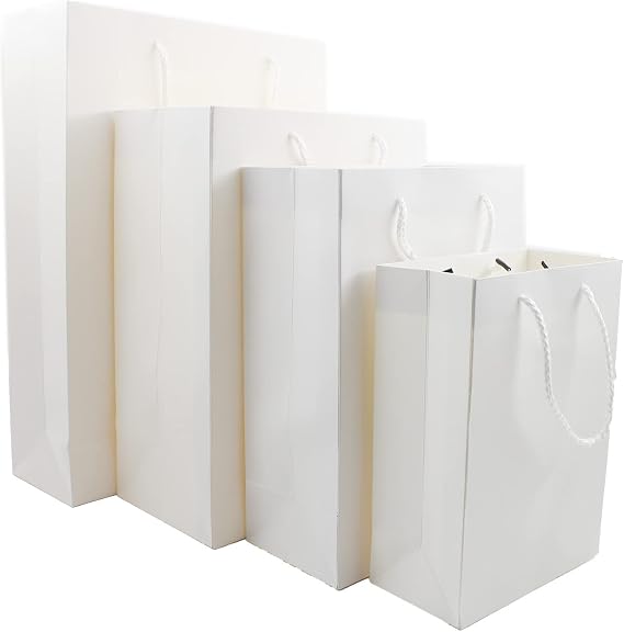 Kraft Paper Bags, 20pcs White Kraft Paper Gift Bags with Soft Cloth Handles, SAFYY Heavy Duty Kraft Bags, Party Bags, Handle Bags,Goody Bag,Wedding Bag,Retail Bags,Shopping Bags,Favor Bags,Bulk Bags (30x10x40cm/11.8x3.9x15.7'')
