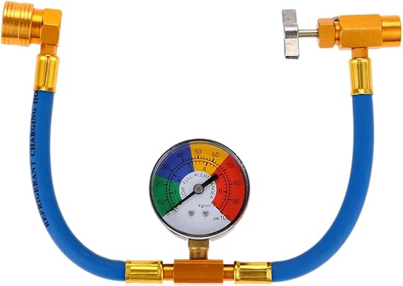 Aupoko R134A AC Refrigerant Charge Hose Kit, 1/2 Acme Can Opener Tap Dispensing Piercing Valve, and Recharge Hose with Pressure Gauge, Fits for Car AC Air Conditioning Refrigerant