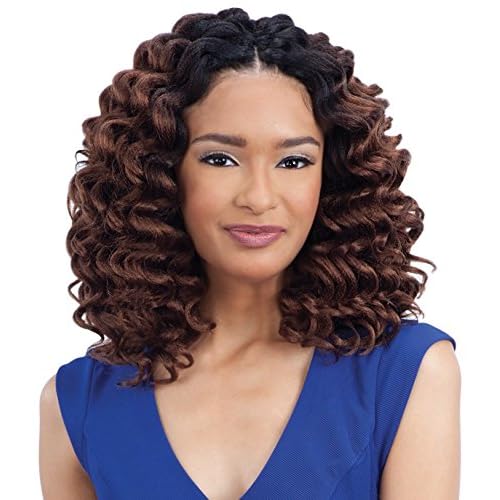 Shake N Go Freetress 2X Wand Crochet Braid Collection - REMEDY CURL 4 pack, 1 Jet Black