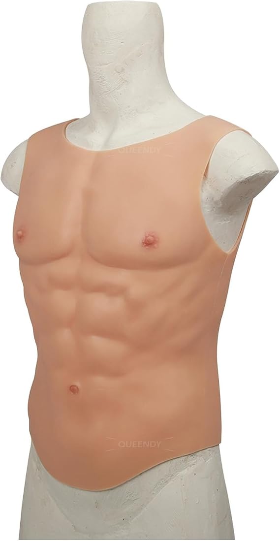 Men's Silicone Muscle Suit With Ultra-realistic Chest And Abs Skin Texture, Wearable Costume