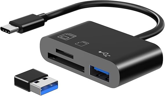 USB C SD Card Reader, USB C to SD/Micro SD/USB 2.0 Adapter, TF Memory Card Reader Compatible with Type C Devices such as Samsung, MacBook, Laptop, Tablet, etc